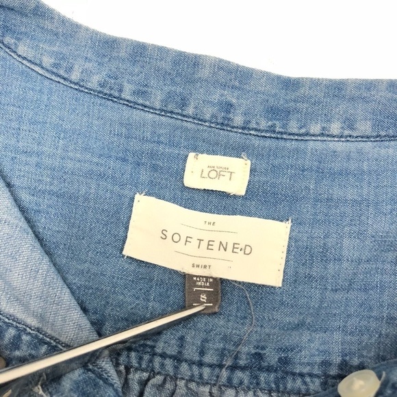 LOFT Chambray 'The Softened' 1/2 Button Front Top - Picture 4 of 8